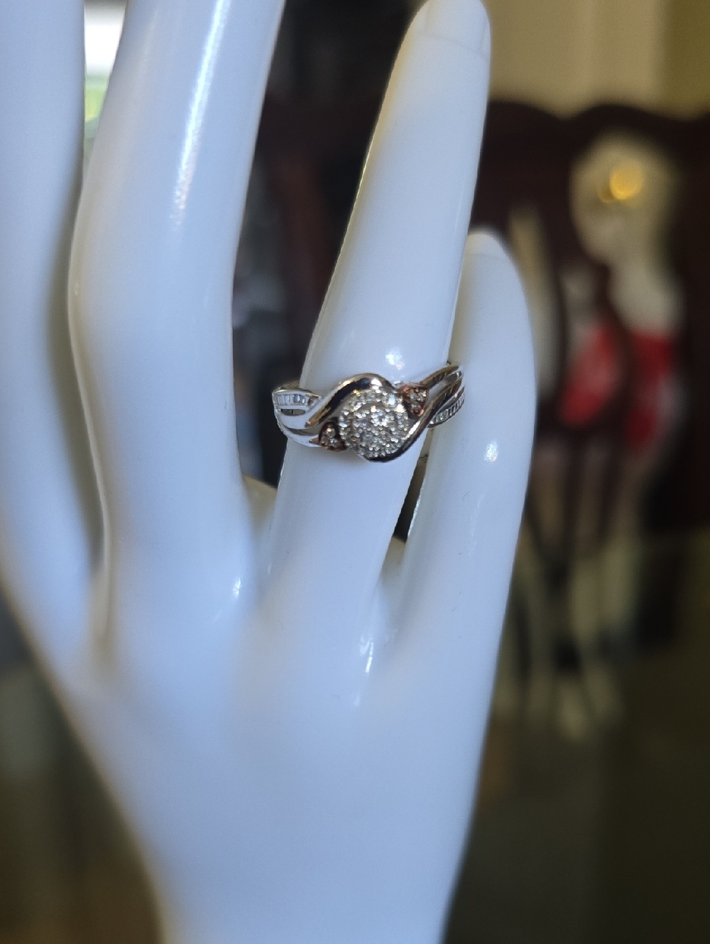 2 TONE ROSE GOLD OVER STERLING SILVER 1/10 CTTW DIAMOND RING SIZE 7